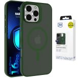 Capa fumada com MagSafe para Apple iPhone 16 Pro – 3mk HARDY® Hazy MagCase™ Green