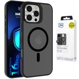 Capa fumada com MagSafe para Apple iPhone 16 Pro – 3mk HARDY® Hazy MagCase™ Black