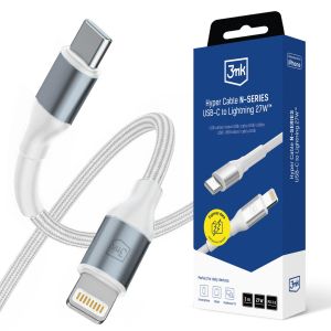 Cabo USB 1m 27W 9V/3A PD 3.0 3mk Hyper Cable N-SERIES USB-C to Lightning 27W™ White