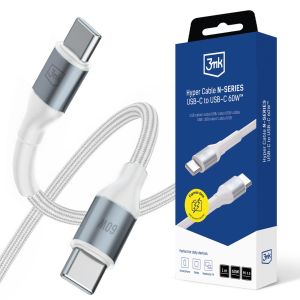 Cabo 1m 60W 20V/3A 3mk Hyper Cable N-SERIES USB-C para USB-C 60W™ Branco