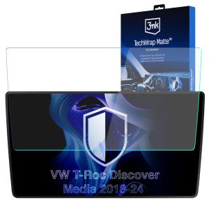 Película de proteção mate para ecrã de navegação para VW T-Roc I Discover Media 2018-25 – 3mk TechWrap Matte™ Center Display