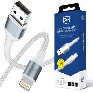 Cabo 1m 12W 5V/2.4A QC 3.0 3mk Hyper Cable N-SERIES USB-A para Lightning 12W™ Branco