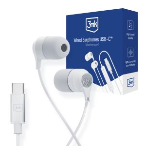 Auriculares brancos 3mk Wired Earphones USB-C