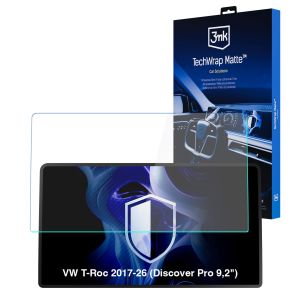 Película de proteção mate para ecrã de navegação para VW T-Roc 2017-26 (Discover Pro 9,2") – 3mk TechWrap Matte™ Center Display