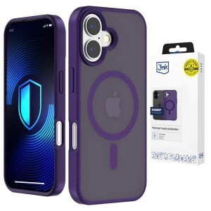 Capa fumada com MagSafe para Apple iPhone 16 – 3mk HARDY® Hazy MagCase™ Purple