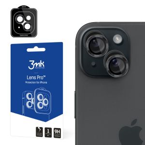 Vidro temperado para lente de câmara para Apple iPhone 15 - 3mk Lens Protection Pro Black