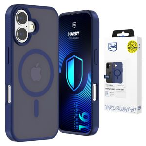 Capa fumada com MagSafe para Apple iPhone 16 – 3mk HARDY® Hazy MagCase™ Blue