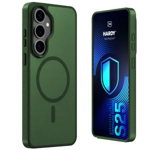 Capa fumada com MagSafe para Samsung Galaxy S25 – 3mk HARDY® Hazy MagCase™ Green
