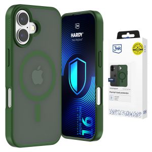 Capa fumada com MagSafe para Apple iPhone 16 – 3mk HARDY® Hazy MagCase™ Green