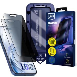 2x Vidro temperado com filtro de privacidade e aplicador para Apple iPhone 18 Pro Max - 3mk HARDY® Privzone 9H™
