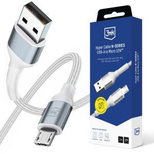 Cabo 1m 12W 5V/2.4A 3mk Hyper Cable N-SERIES USB-A para Micro 12W™ Branco