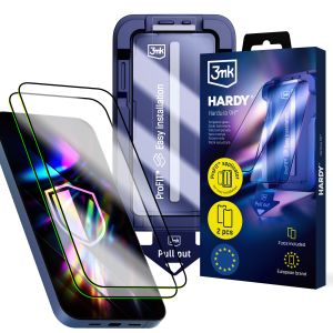 2x Vidro temperado com aplicador para Apple iPhone 15 Pro – 3mk HARDY® Hardura 9H™