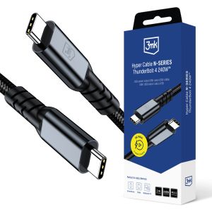Cabo 1m 240W 48V/5A 40Gb/s 8K60Hz 3mk Hyper Cable N-SERIES ThunderBolt 4 240W™ Preto