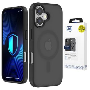 Capa fumada com MagSafe para Apple iPhone 16 Plus – 3mk HARDY® Hazy MagCase™ Black