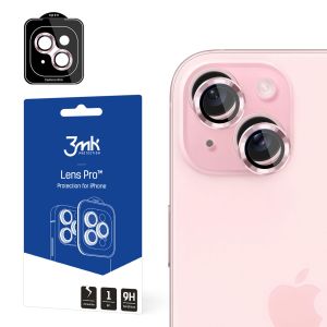 Vidro temperado para a lente da câmara para Apple iPhone 15 - 3mk Lens Protection Pro Pink