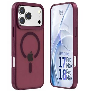 Capa fumada com MagSafe para Apple iPhone 17 Pro Max/ 18 Pro Max - 3mk HARDY® Hazy MagCase™ Burgundy