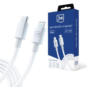 Cabo USB-C para Lightning 20W 5A 1.2m - 3mk Hyper Cable Branco