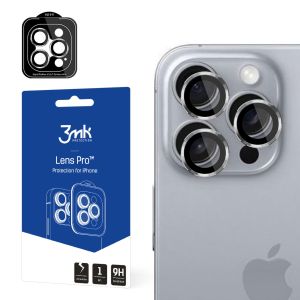 Vidro temperado para a lente da câmara para Apple iPhone 16 Pro - 3mk Lens Protection Pro Titanium Silver