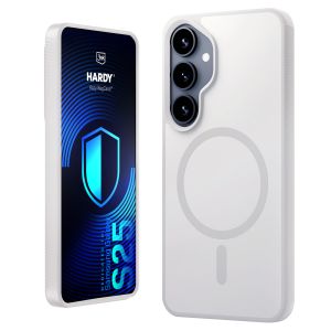 Capa fumada com MagSafe para Samsung Galaxy S25 – 3mk HARDY® Hazy MagCase™ White