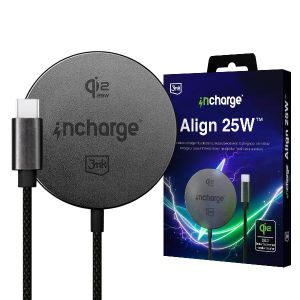 Carregador sem fios 25W MagSafe Qi2.2 3mk incharge® Align 25W™ para Apple preto