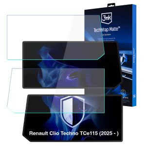 Película de proteção mate para ecrã de navegação para Renault Clio Techno TCe115 2025- – 3mk TechWrap Matte™ Center Display