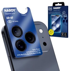 Vidro de safira para a lente Apple iPhone 14,15,16,17 Pro/ 14,15,16,17 Pro Max - 3mk HARDY® Sapphire Lens™