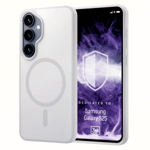 Capa fumada com MagSafe para Samsung Galaxy S25 – 3mk HARDY® Hazy MagCase™ White