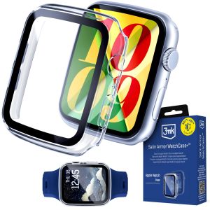 Capa com vidro temperado para Apple Watch 45mm - seria 7/8/9 - 3mk Satin Armor WatchCase+™ Clear