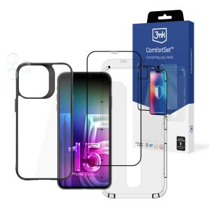 Pełna ochrona na Apple iPhone 15 Pro Max - 3mk Comfort Set 4in1