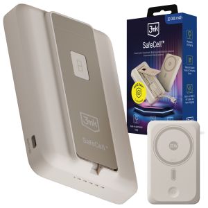 Powerbank 10 000 mAh com MagSafe USB-C PD 3mk SafeCell™ Beige