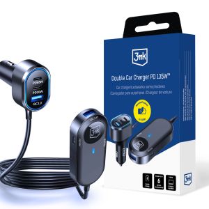 Carregador de carro 3mk Double Car Charger 135W PD QC PPS USB-C USB-A