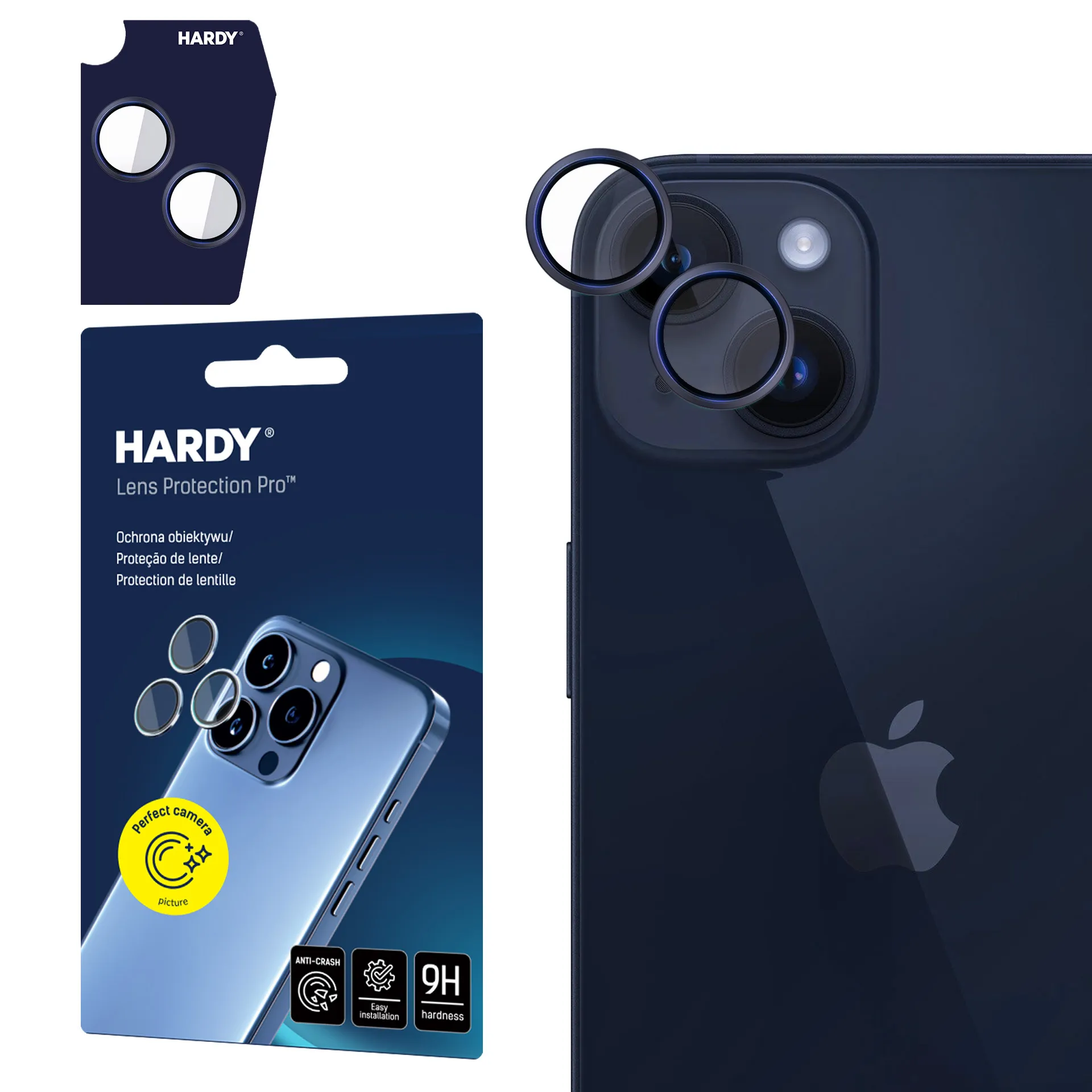 Proteç?o de lente para iPhone 15 Pro - 3mk HARDY Lens Protection Pro