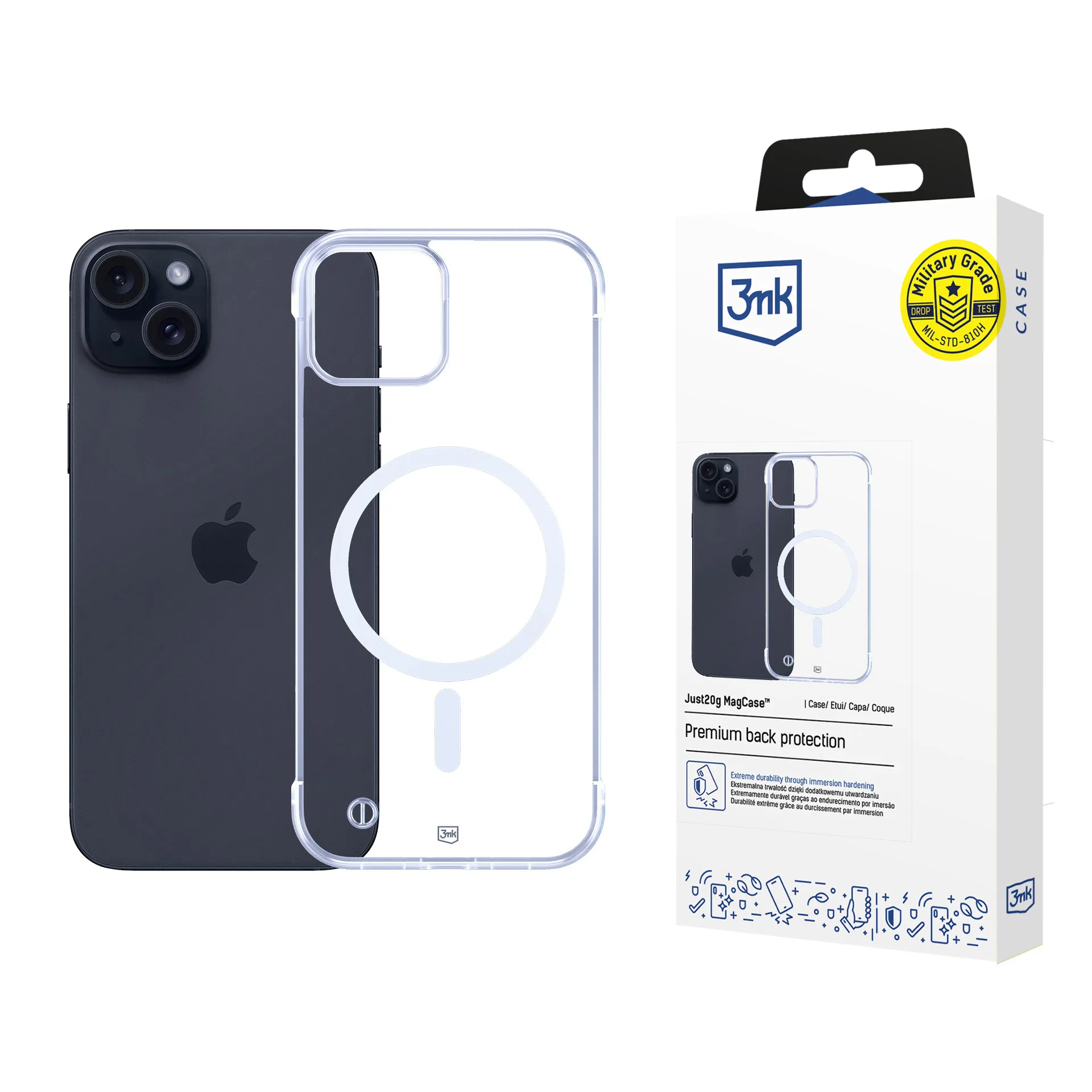 Capa ultraleve para Apple iPhone 15 Plus - 3mk Just20g MagCase™