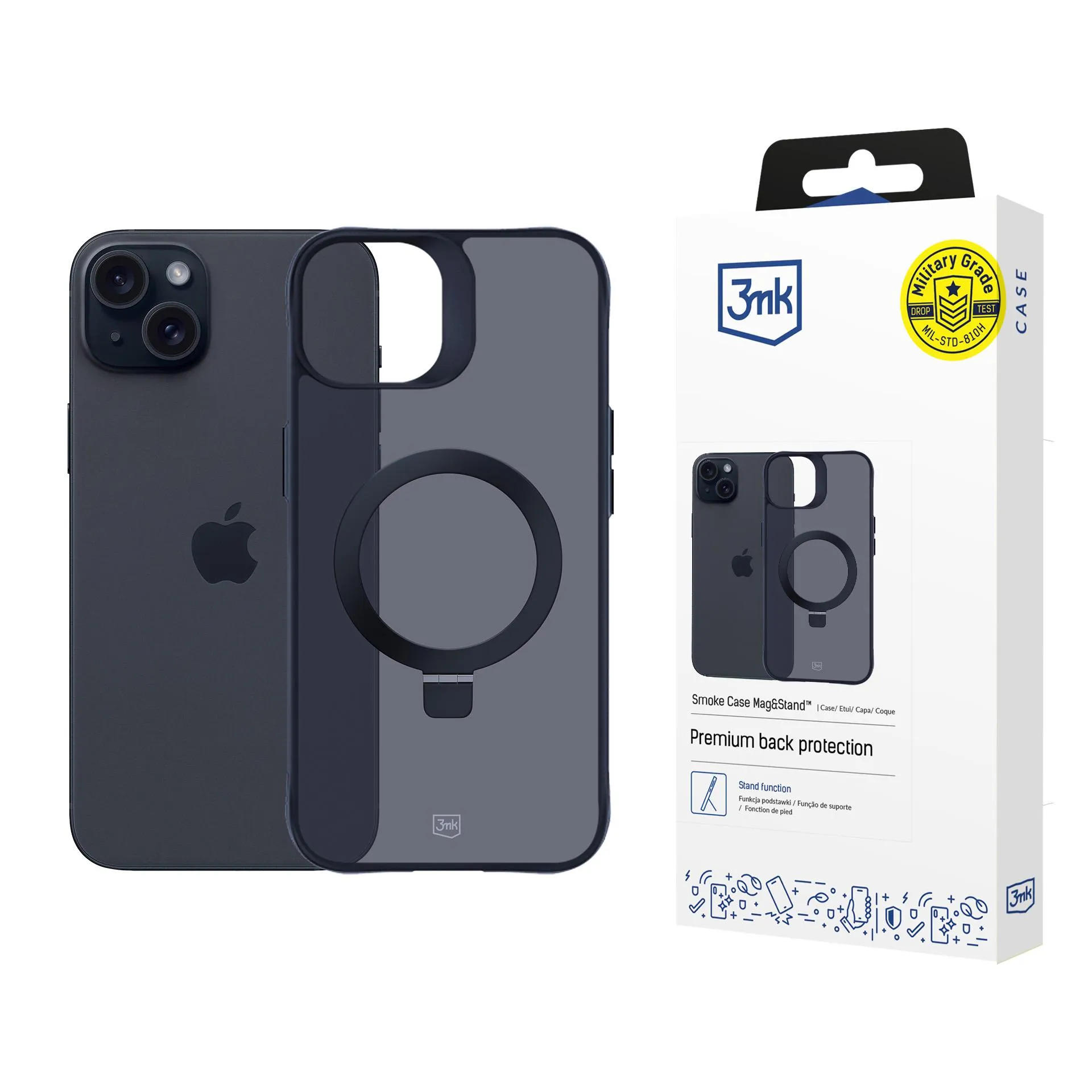 Capa para Apple iPhone 15 Plus - 3mk Smoke Case Mag&Stand