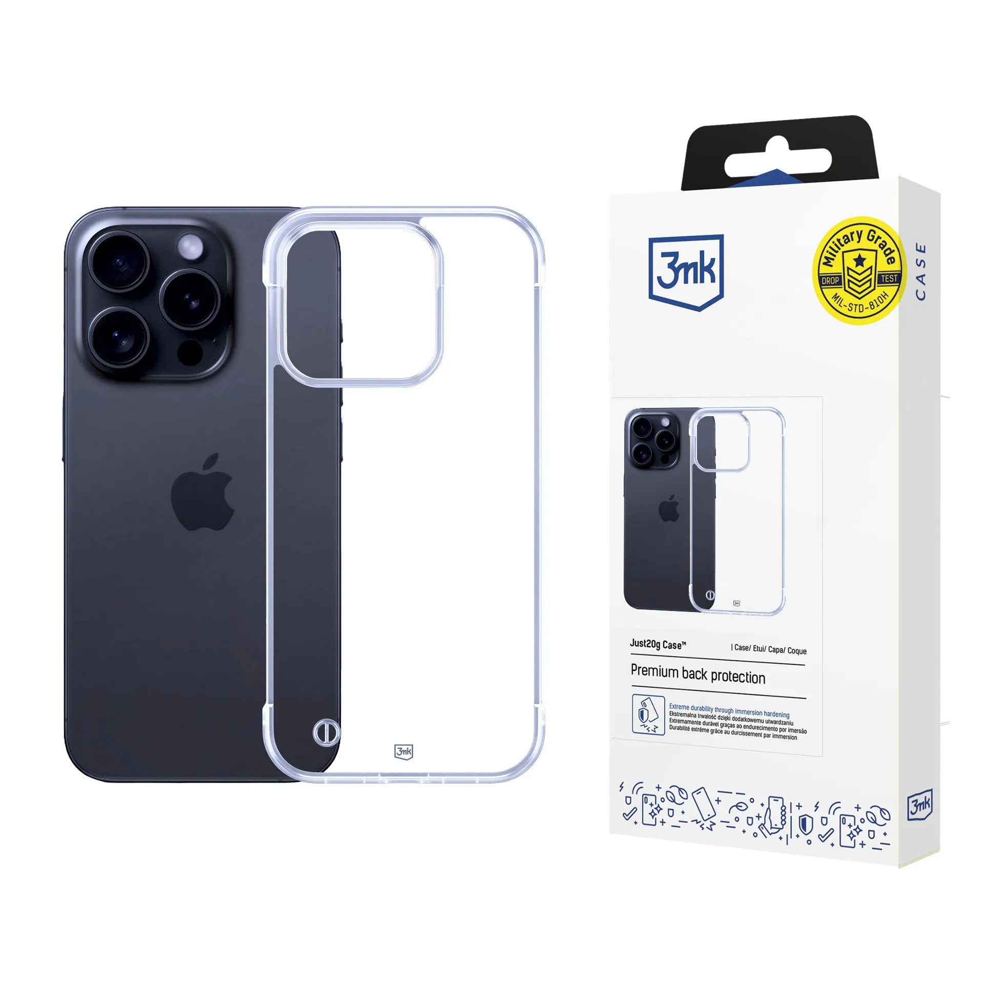 Capa ultraleve para Apple iPhone 15 Pro - 3mk Just20g Clear Case