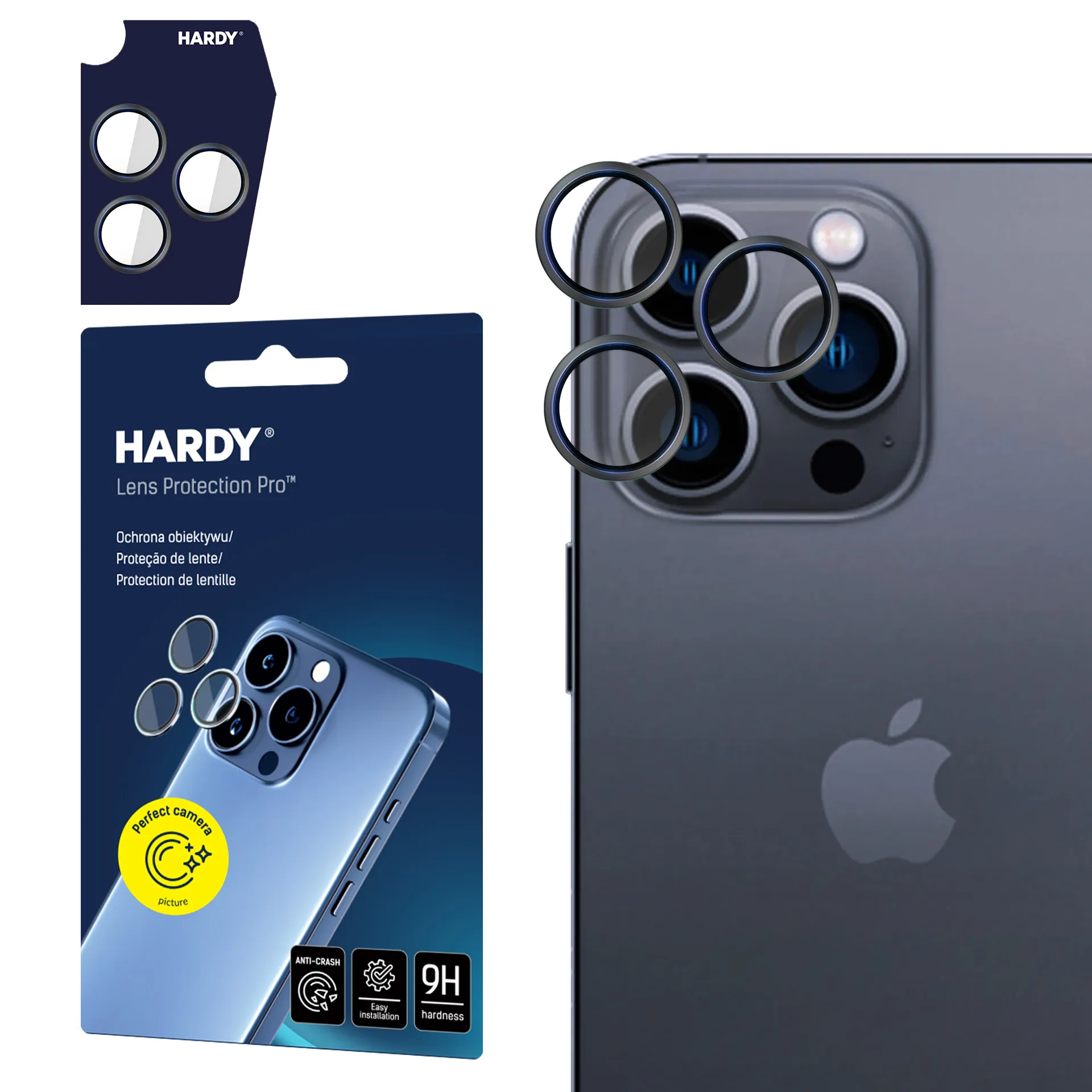 Proteç?o de lente para iPhone 15 Pro - 3mk HARDY Lens Protection Pro