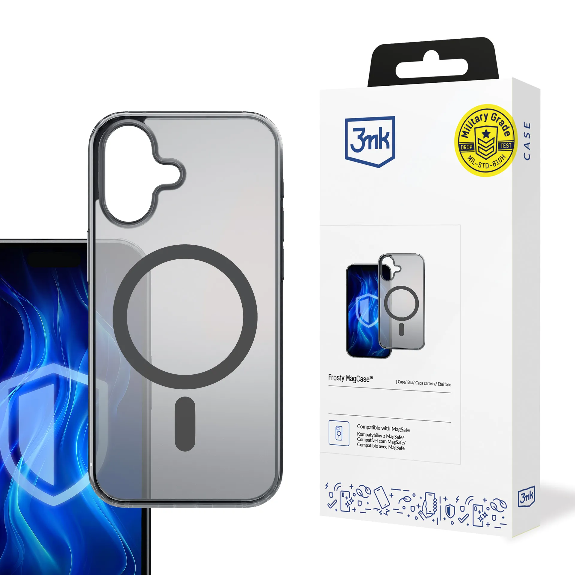 Capa para Apple iPhone 16 Plus - 3mk Frosty MagCase Black