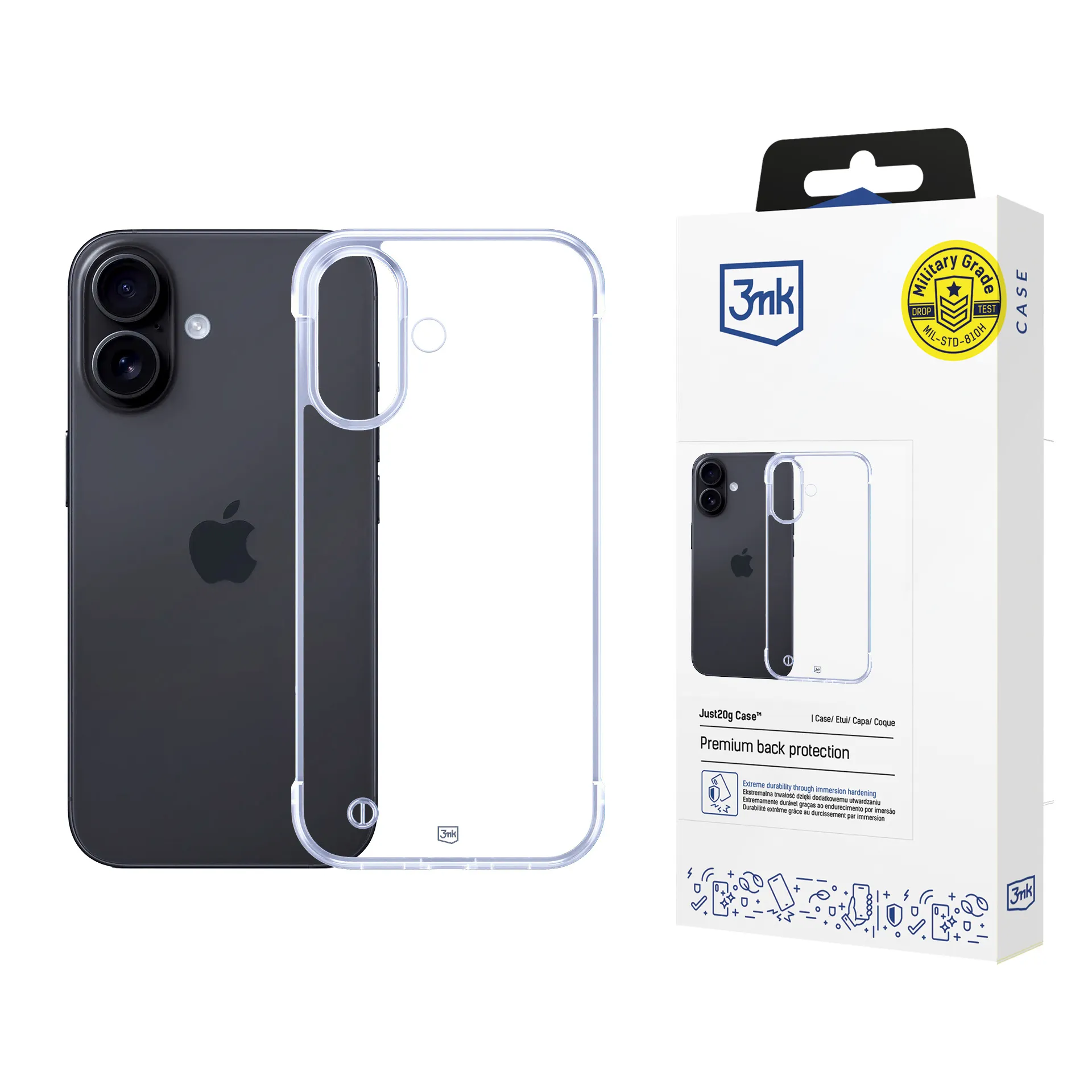 Capa ultraleve para Apple iPhone 16 Plus - 3mk Just20g Clear Case