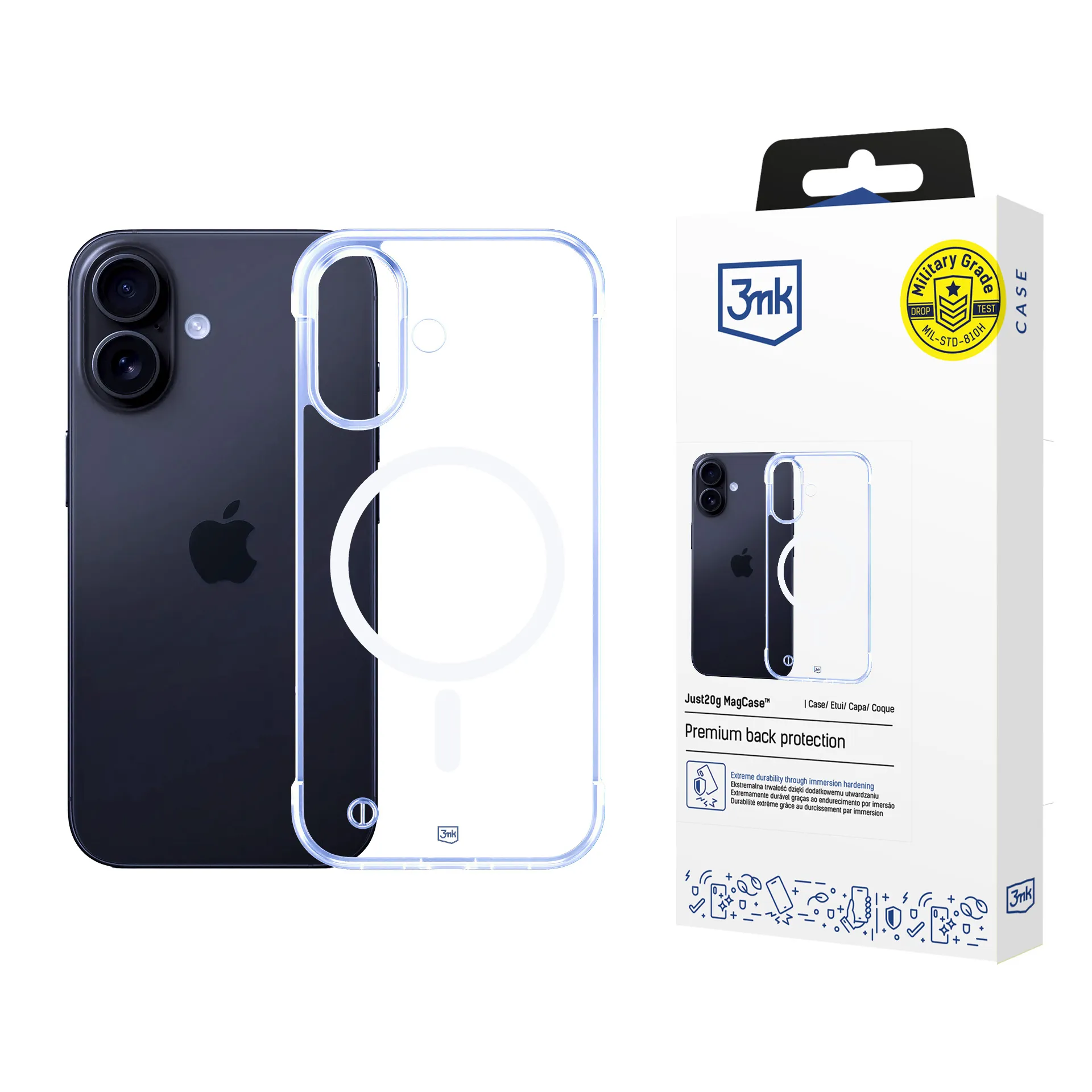 Capa ultraleve para Apple iPhone 16 Plus - 3mk Just20g MagCase™