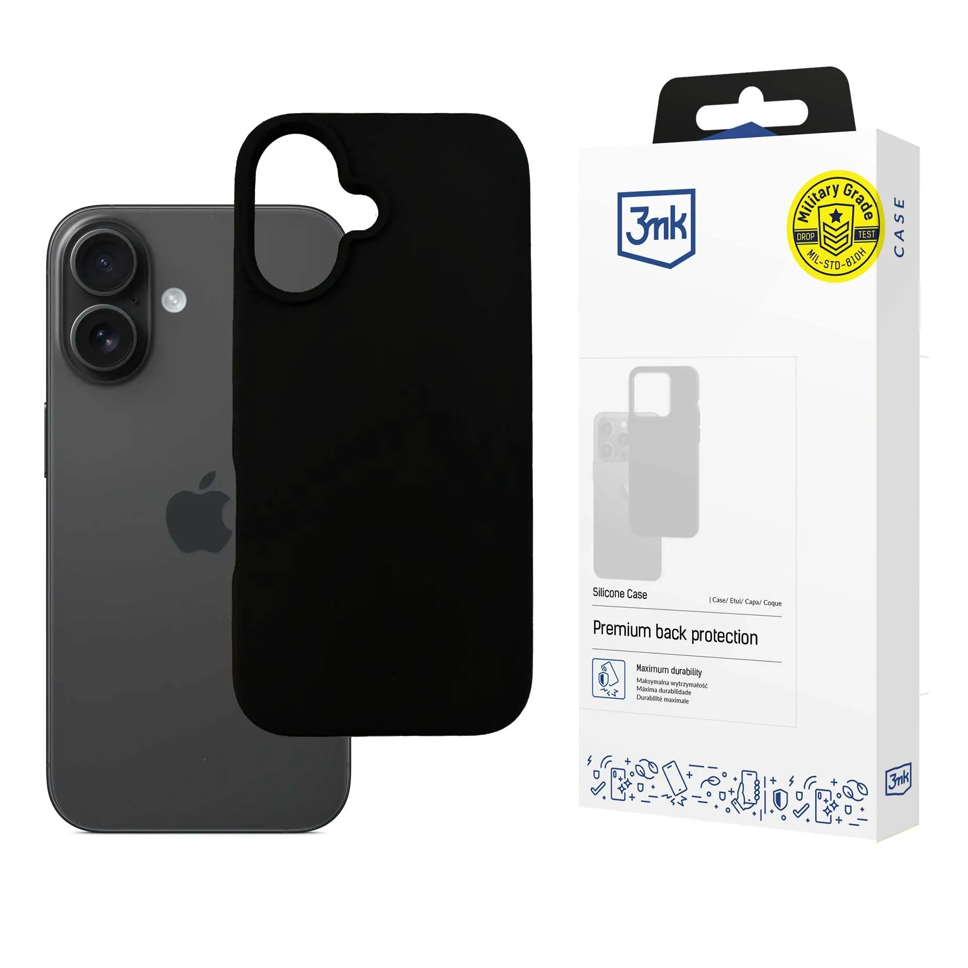 Capa para Apple iPhone 16 Plus - 3mk Silicone Case Preto