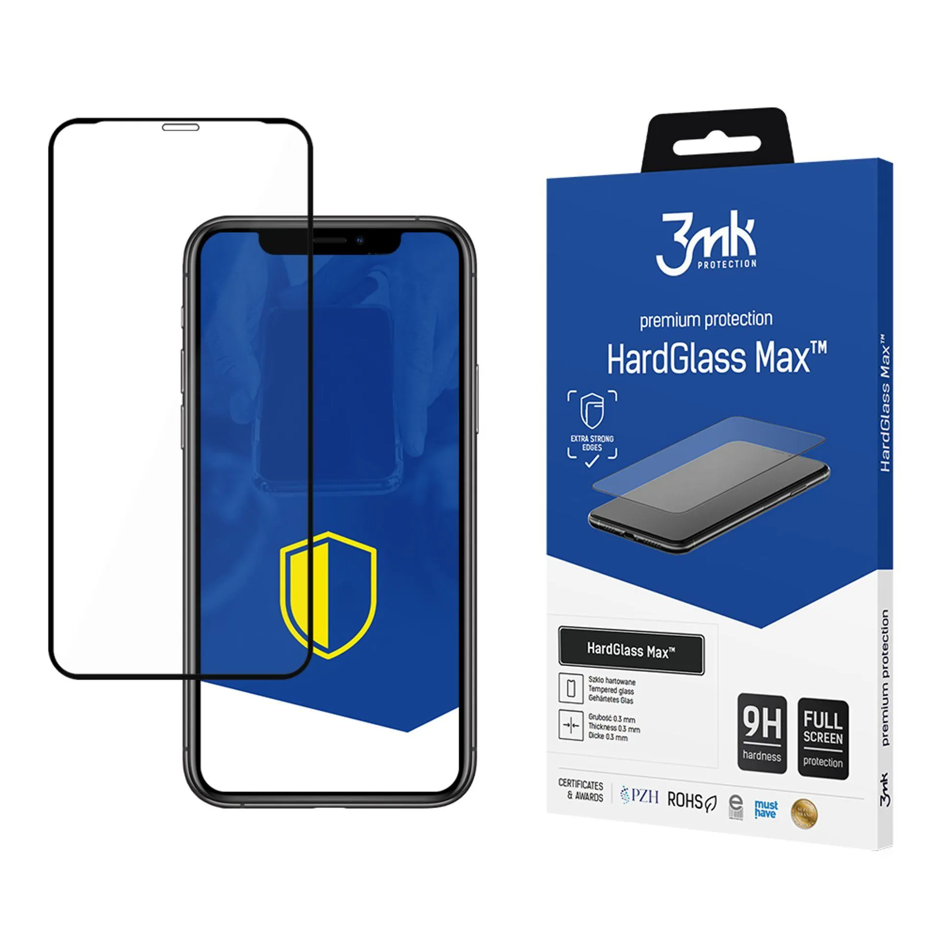Vidro temperado reforçado para Apple iPhone X/XS/11 Pro - 3mk HardGlass Max