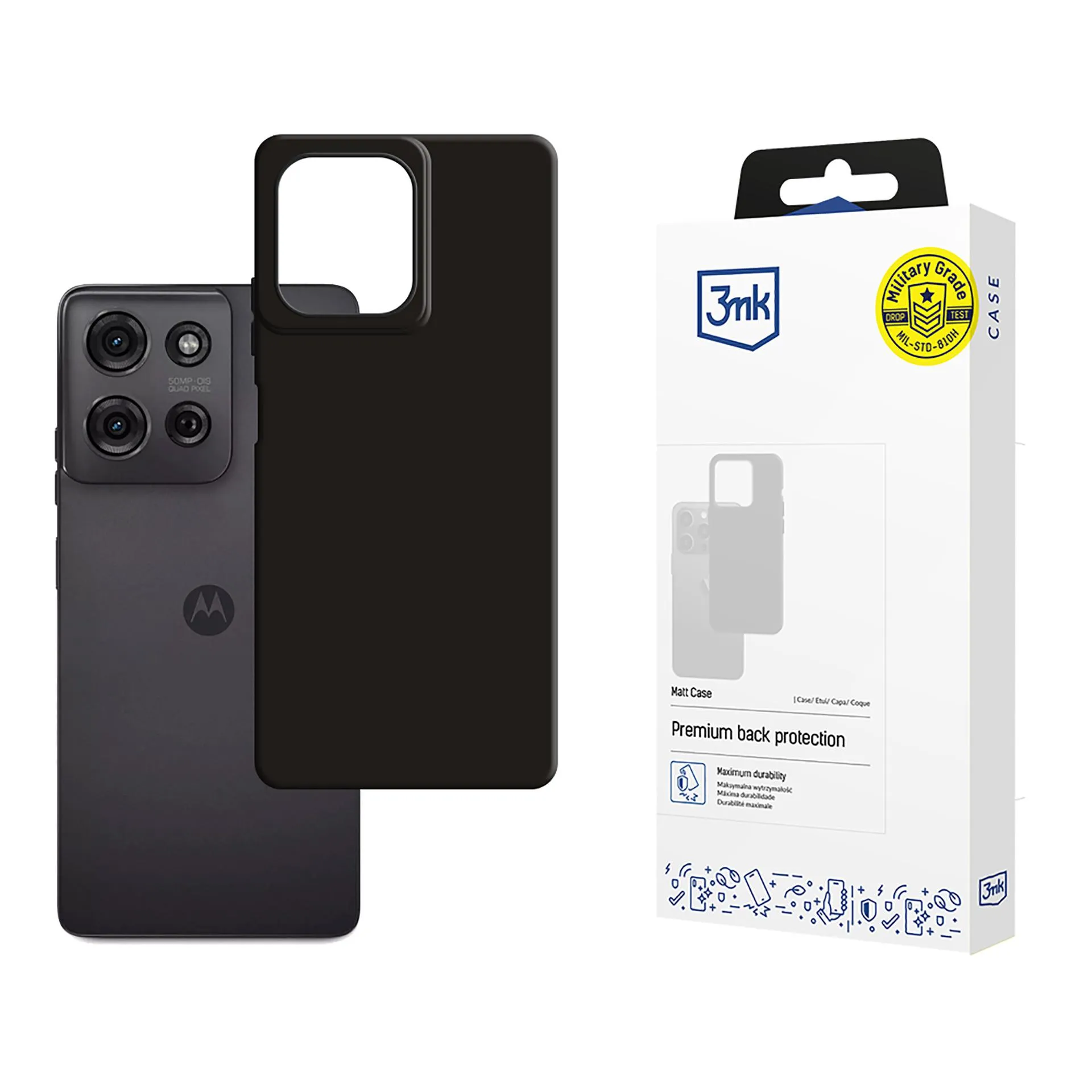 Capa para Motorola Moto G75 - 3mk Matt Case Preto