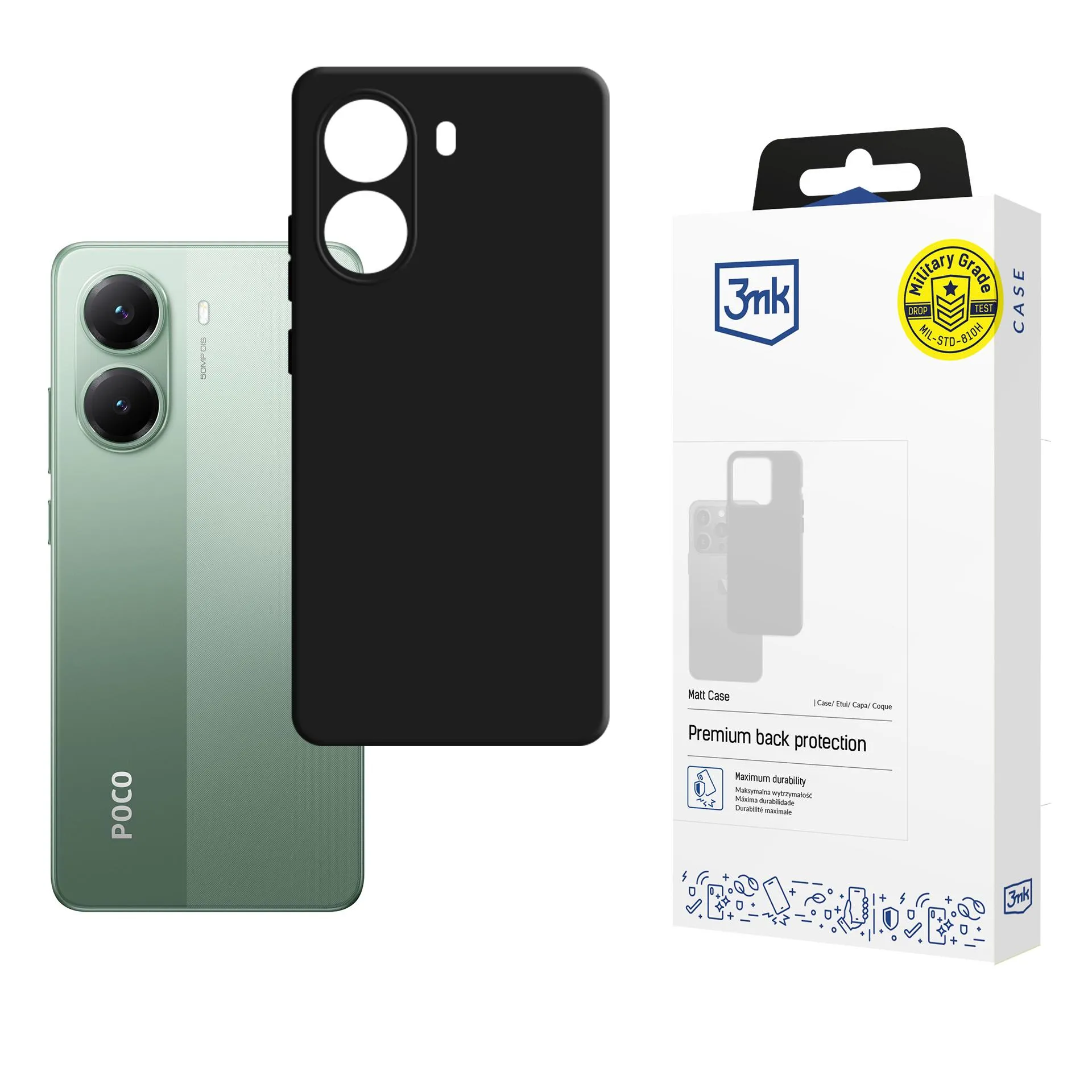 Capa para POCO X7 Pro - 3mk Matt Case Preto