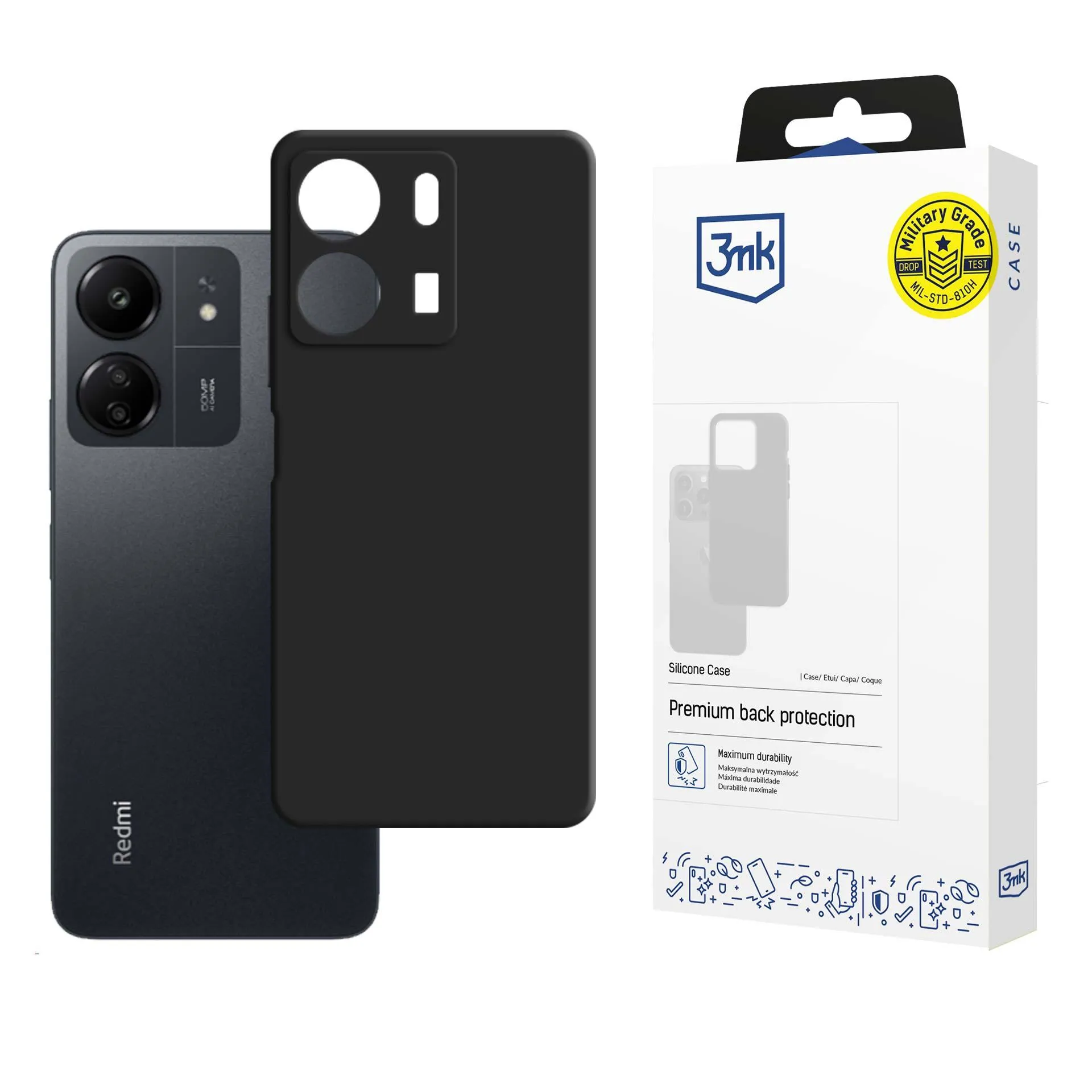 Capa para Redmi 13C/POCO C65 - 3mk Silicone Case Preto