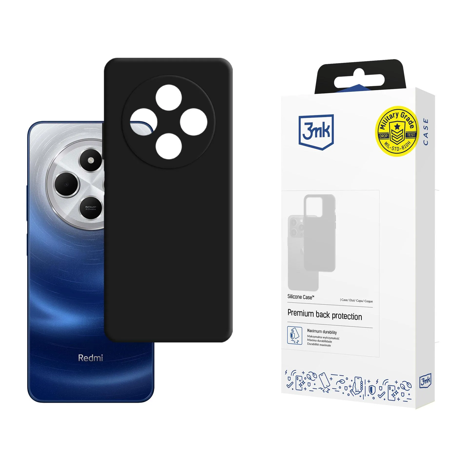 Capa para Redmi 14C / Redmi A4 5G - 3mk Silicone Case Preto