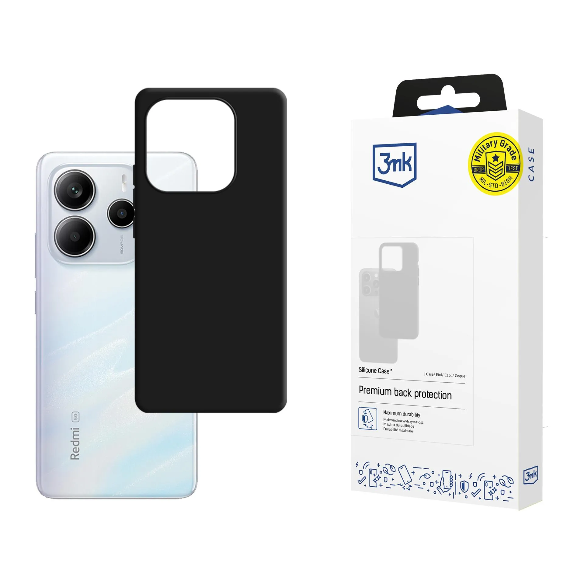 Capa para Redmi Note 14 5G - 3mk Silicone Case Preto