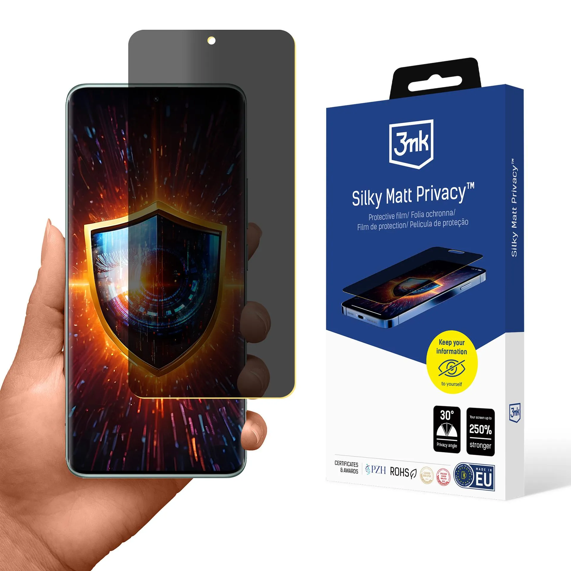 Película de Priveacidade com filtro de privacidade Redmi Note 14 Pro 5G - 3mk Silky Matt Privacy