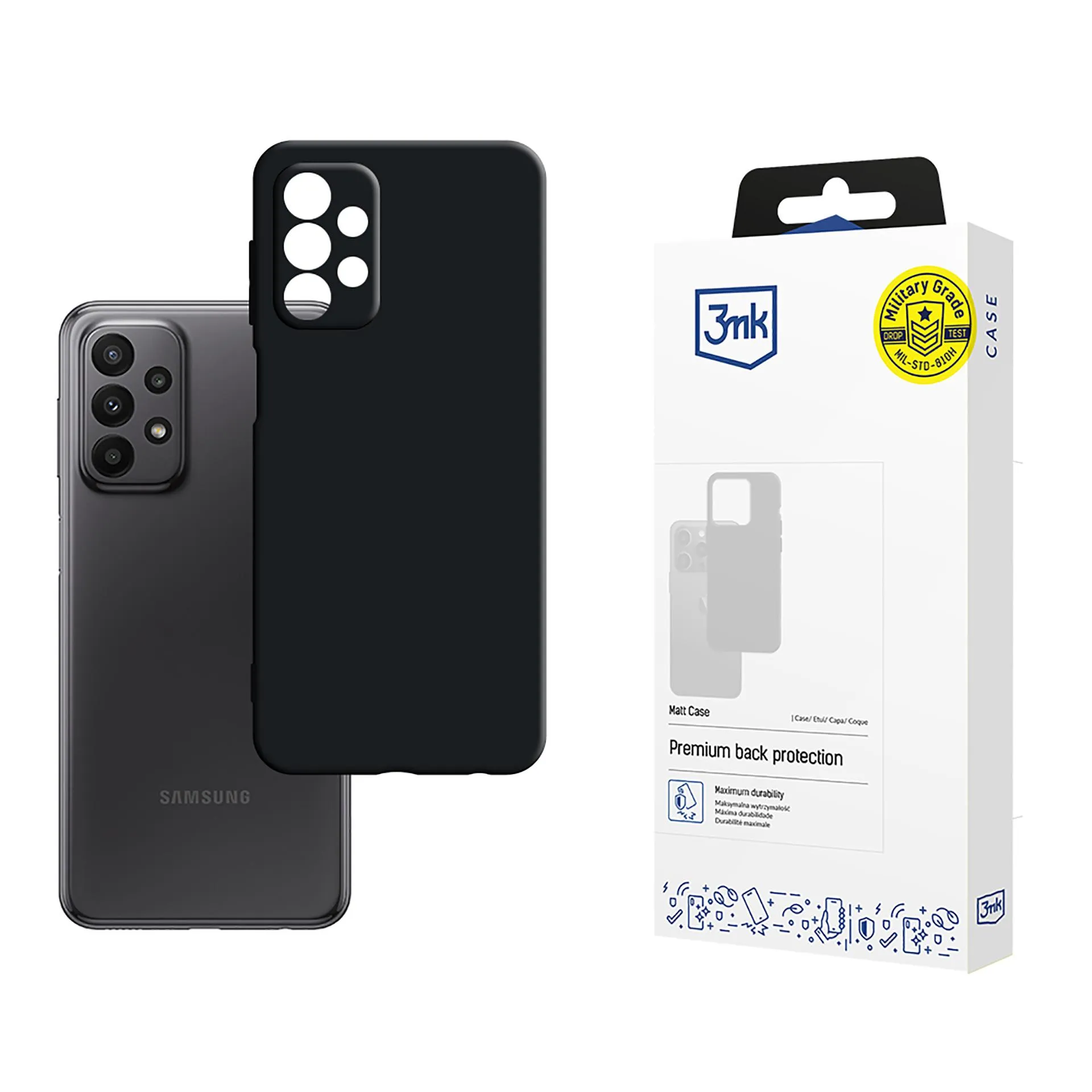 Capa para Samsung Galaxy A23 4G/5G - 3mk Matt Case Preto