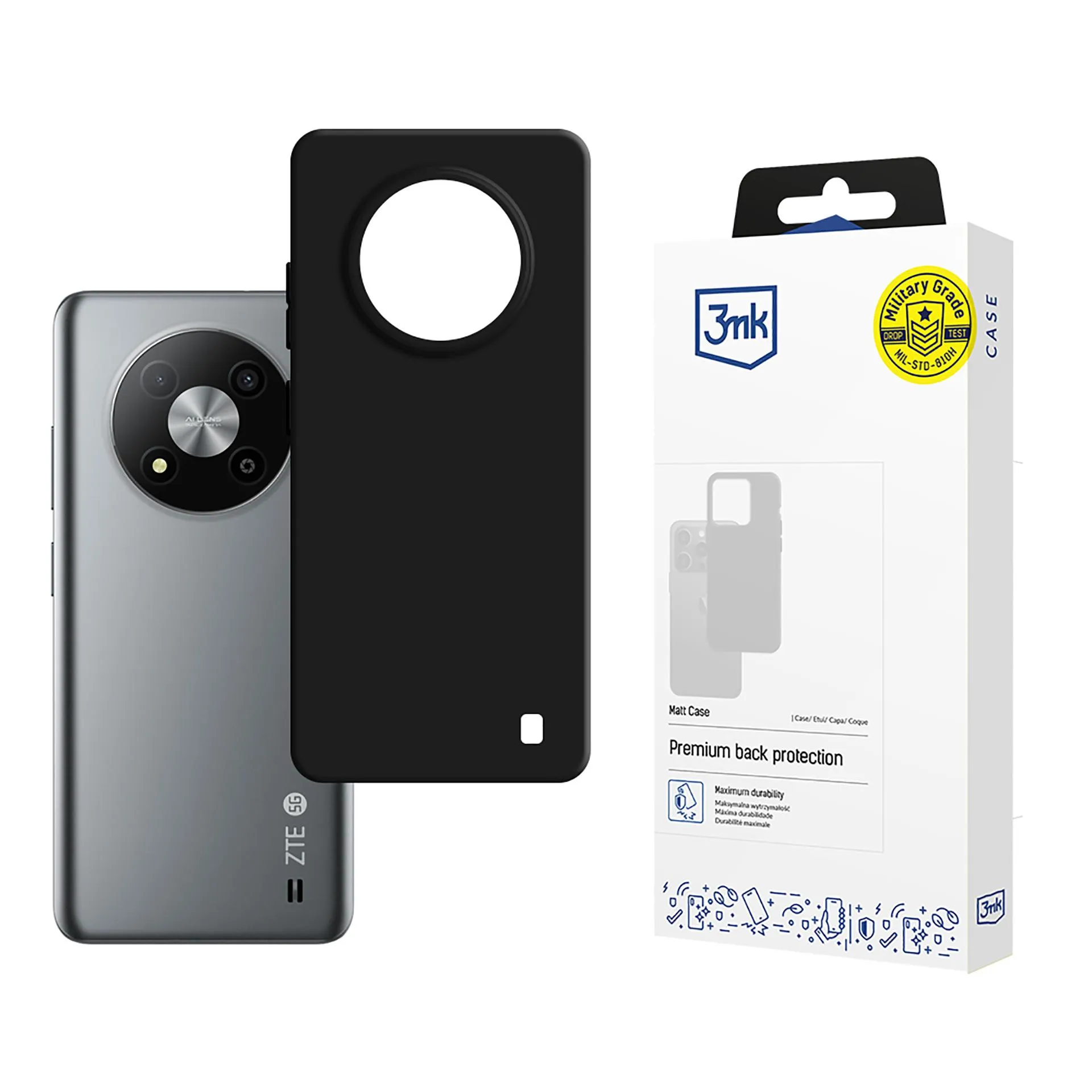 Capa para ZTE Blade A73 4g - 3mk Matt Case Preto